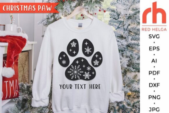 Christmas Paw SVG for Holiday Embroidery