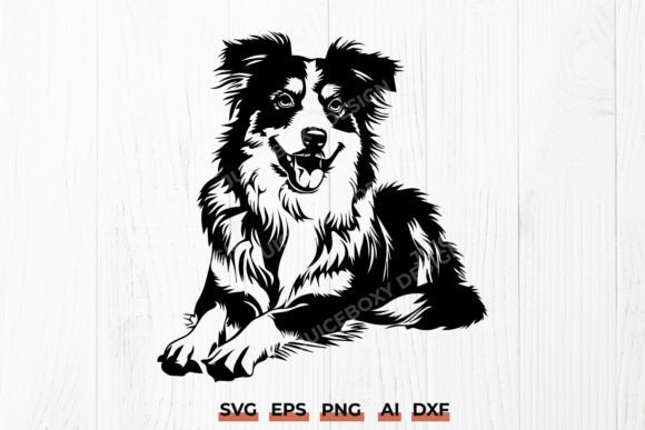 Detailed Lying Australian Shepherd SVG
