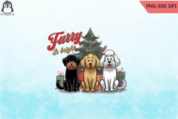 Furry and Bright Dog Lover Christmas PNG