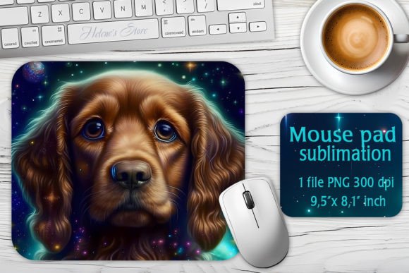 Galaxy Spaniel Dog Mouse Pad Sublimation