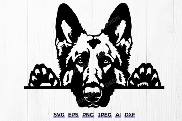 Peeking German Shepherd Dog Silhouette