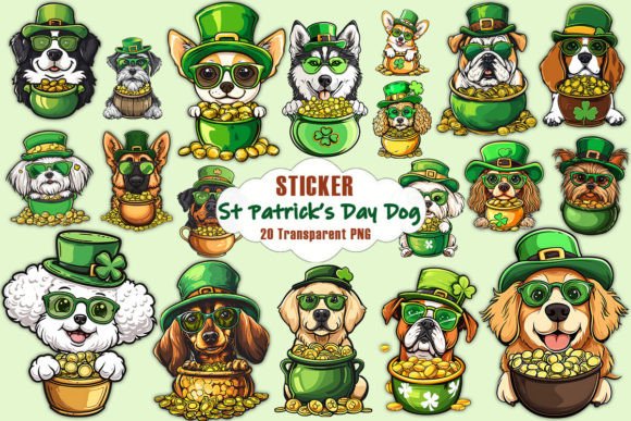 St Patrick's Day Dog Stickers PNG