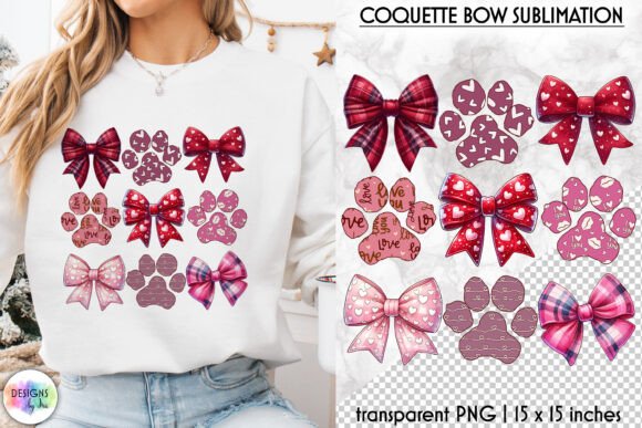 Valentine Coquette Bow and Dog Paws PNG: Designer Review