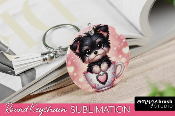 Valentine Dog Round Keychain Sublimation