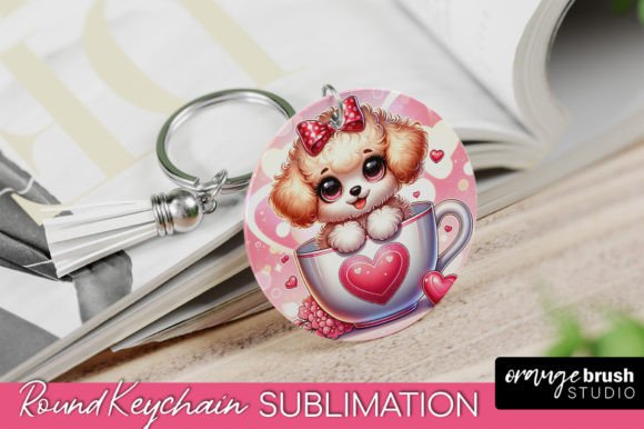 Valentine's Day Dog Keychain Round PNG: A Designer's Perspective
