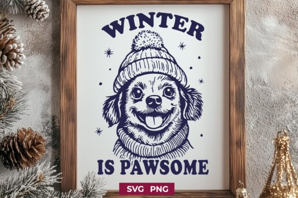 Winter is Pawsome Dog: A Cute Winter PNG for Embroidery